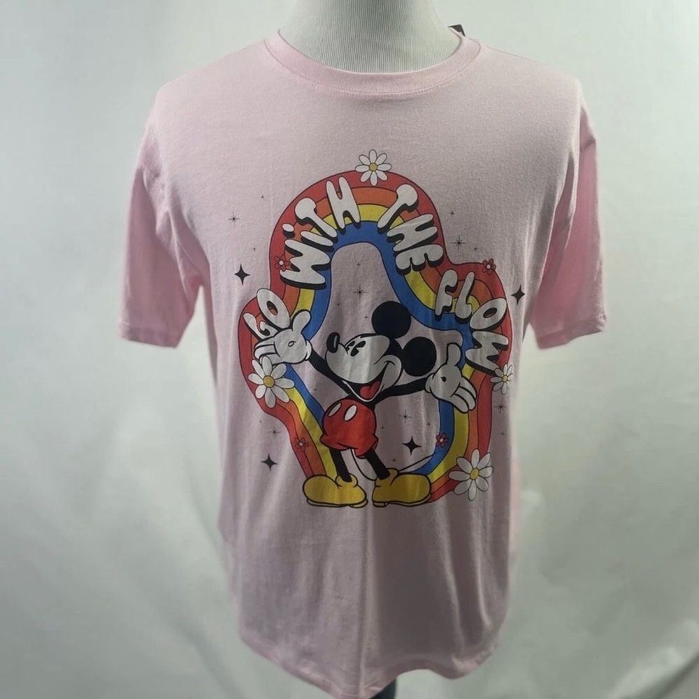 NWT Freeze New York Pink Disney Mickey 'Go With The Flow' Graphic Tee size M